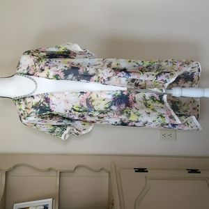 Chic Happens Floral Semi-Sheer Beach Swim Cover Up Medium